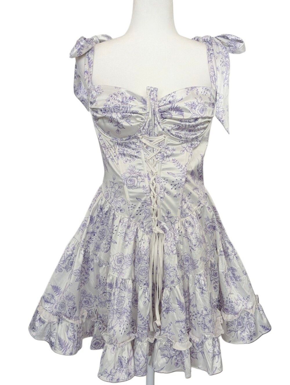 Sugar Thrillz Womens Lavender Purple White Holding Court Mini Dress Size Large